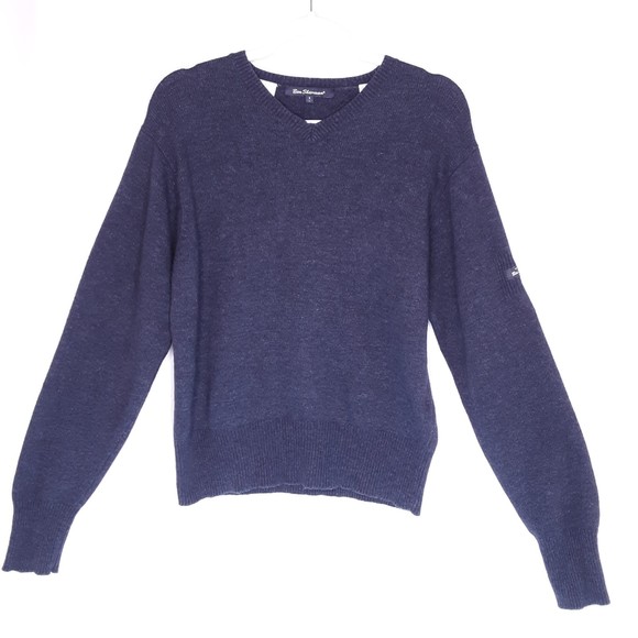 Ben Sherman V-Neck Sweater Lambswool Blend Heather Egyptian Blue Size Large - Picture 1 of 8